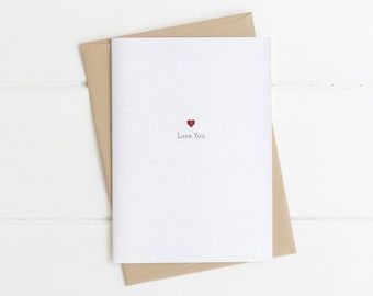 Minimal Heart Greetings Card // I love you card, Card for partner, Textured heart card, Elegant romantic card, Simple heart card