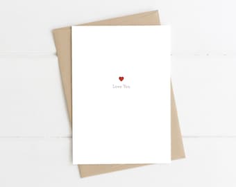 Minimal Heart Greetings Card // I love you card, Card for partner, Textured heart card, Elegant romantic card, Simple heart card