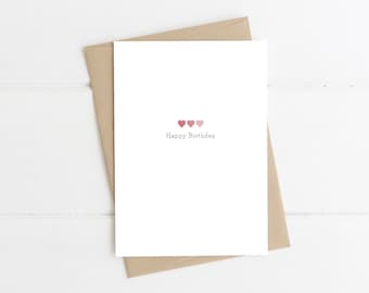 Minimal Heart Birthday Greetings Card // Birthday greetings, Minimalist birthday card, Simple birthday card, Pretty birthday card