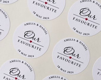 Personalised Our Favourite Wedding Sticker // Wedding packaging, Bride & groom stickers, Round wedding stickers, Wedding party favours