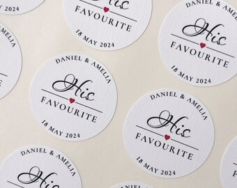Personalised His Favourite Wedding Sticker // 37mm wedding sticker, Groom stickers, Wedding favours labels, Party favour stickers