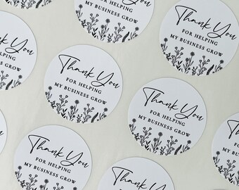 Thank You For Helping My Business Grow Sticker // Etsy business supplies, Thank you packing sticker, Business growth sticker