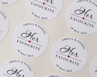 Personalised Her Favourite Wedding Sticker // Bride stickers, Handmade wedding favours, 37mm wedding label, Wedding favour stickers