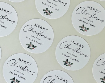 Personalised Merry Christmas Sticker // Wrapping sticker, Business christmas sticker, Christmas packaging sticker, Christmas message sticker