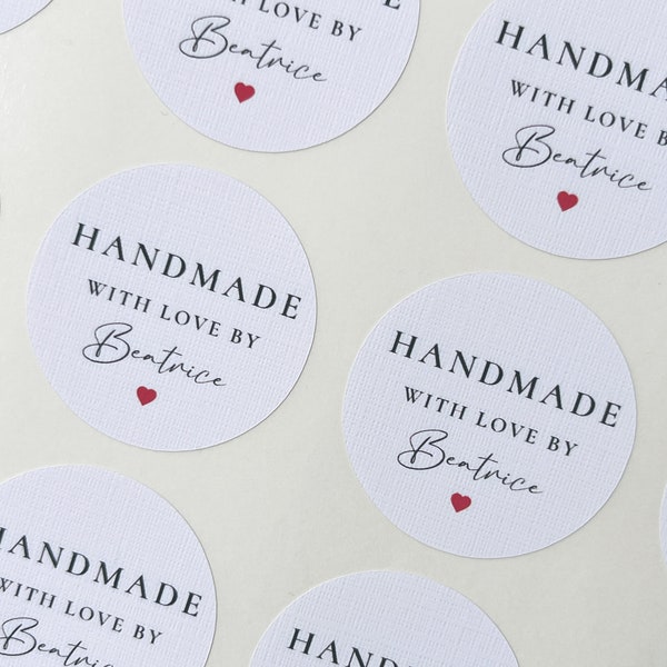 Personalised Handmade With Love Sticker // Custom business stickers, Made with love stickers, 37mm personalised sticker, luxury supplies