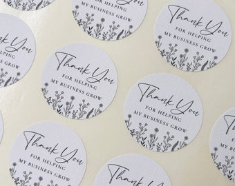 Thank You For Helping My Business Grow Sticker // Etsy business supplies, Thank you packing sticker, Business growth sticker