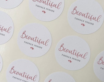 Beautiful Things Inside Sticker // Small business sticker, Beautiful envelope sticker, Contains beautiful things, Round beautiful label