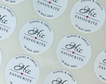 Personalised His Favourite Wedding Sticker // 37mm wedding sticker, Groom stickers, Wedding favours labels, Party favour stickers