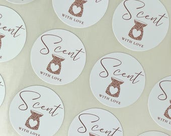Wax Melt Business Sticker // Clamshell packaging, Scent with love, Wax melt business, Luxury wax melt label, Wax burner packaging