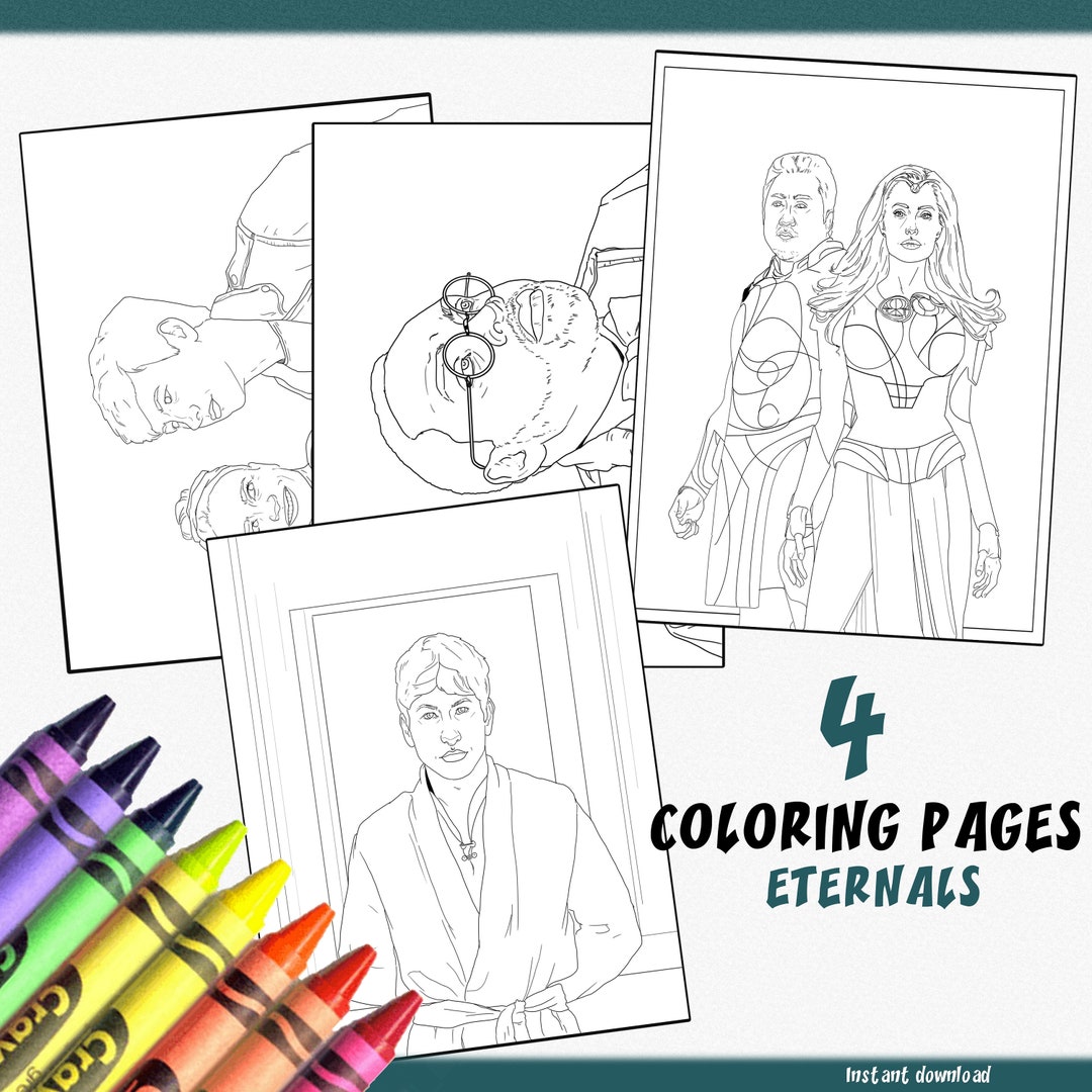 ETERNALS Coloring Pages Druig Makkari Drakkari Thena - Etsy