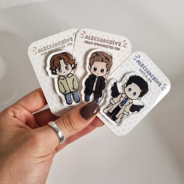 Supernatural acrylic pin - Dean Sam Castiel Winchester