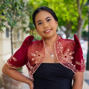Luisa (Borgoña) / Mestiza Bolero / Auténtico atuendo filipino / Hecho en Filipinas, barcos desde Australia / Mestiza Filipina