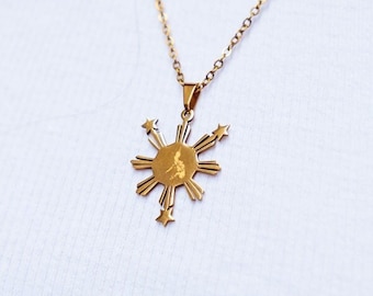 Philippines Sun & Stars Necklace (Gold) | Filipiniana Jewellery inspired by Philippines | Ships from Australia | Mestiza Filipina