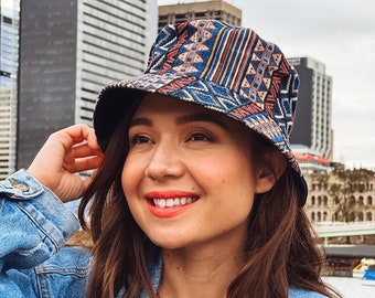 Igorot Bucket Hat (Blue) | Igorot Woven Textile | Authentic Filipiniana | Made in Philippines, ships from Australia | Mestiza Filipina