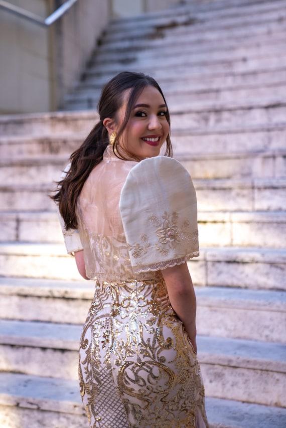 Gold 'mayari' Sequin Gown | Filipiniana Bolero Sold Separate - Etsy Finland