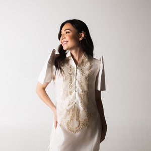 Lourdes Mestiza Dress (Cream) | Barong Mestiza | Authentic Filipiniana Attire | Made in Philippines, ships from Australia | Mestiza Filipina