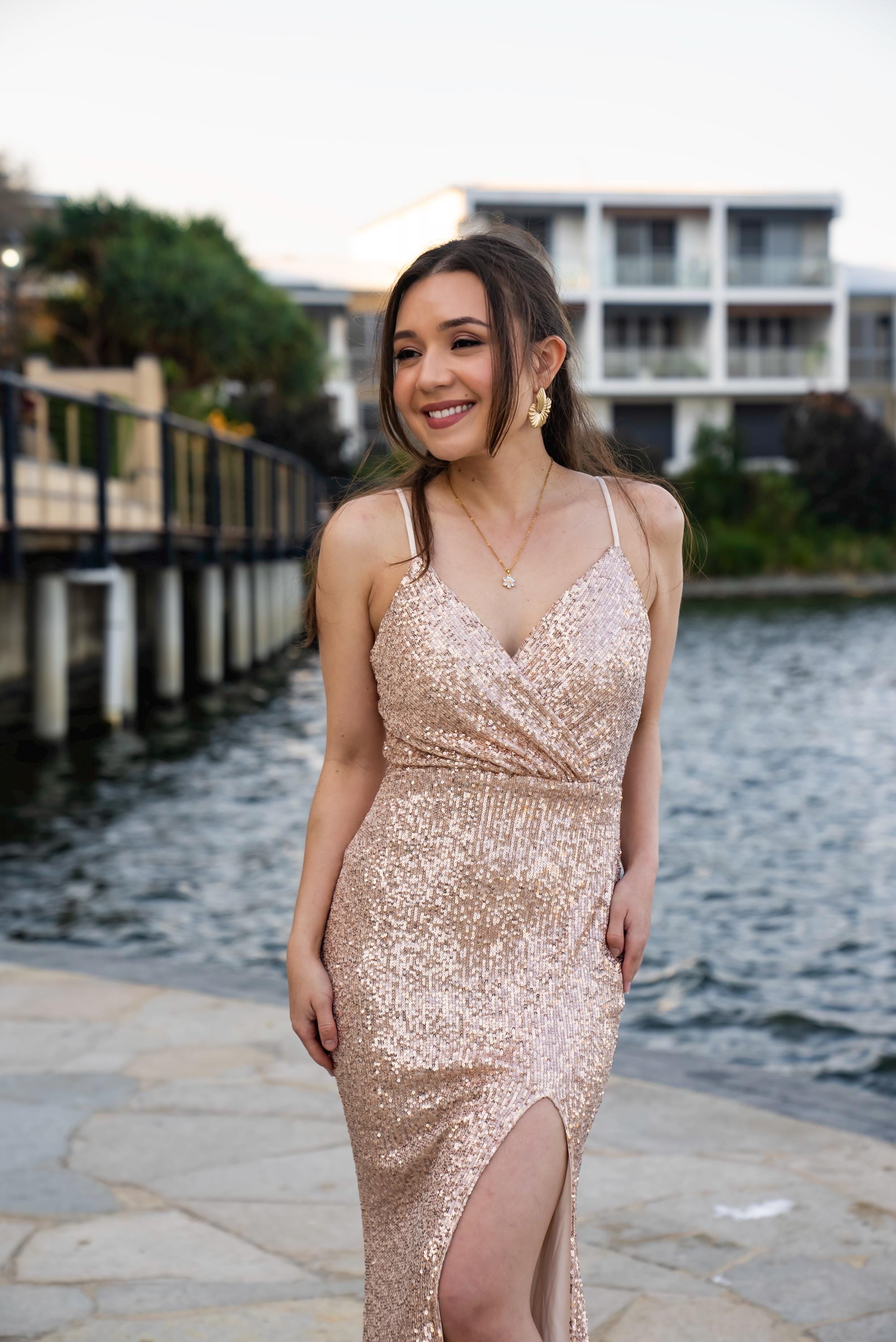 Rose Gold 'selene' Sequin Gown | Filipiniana Bolero Sold Separate