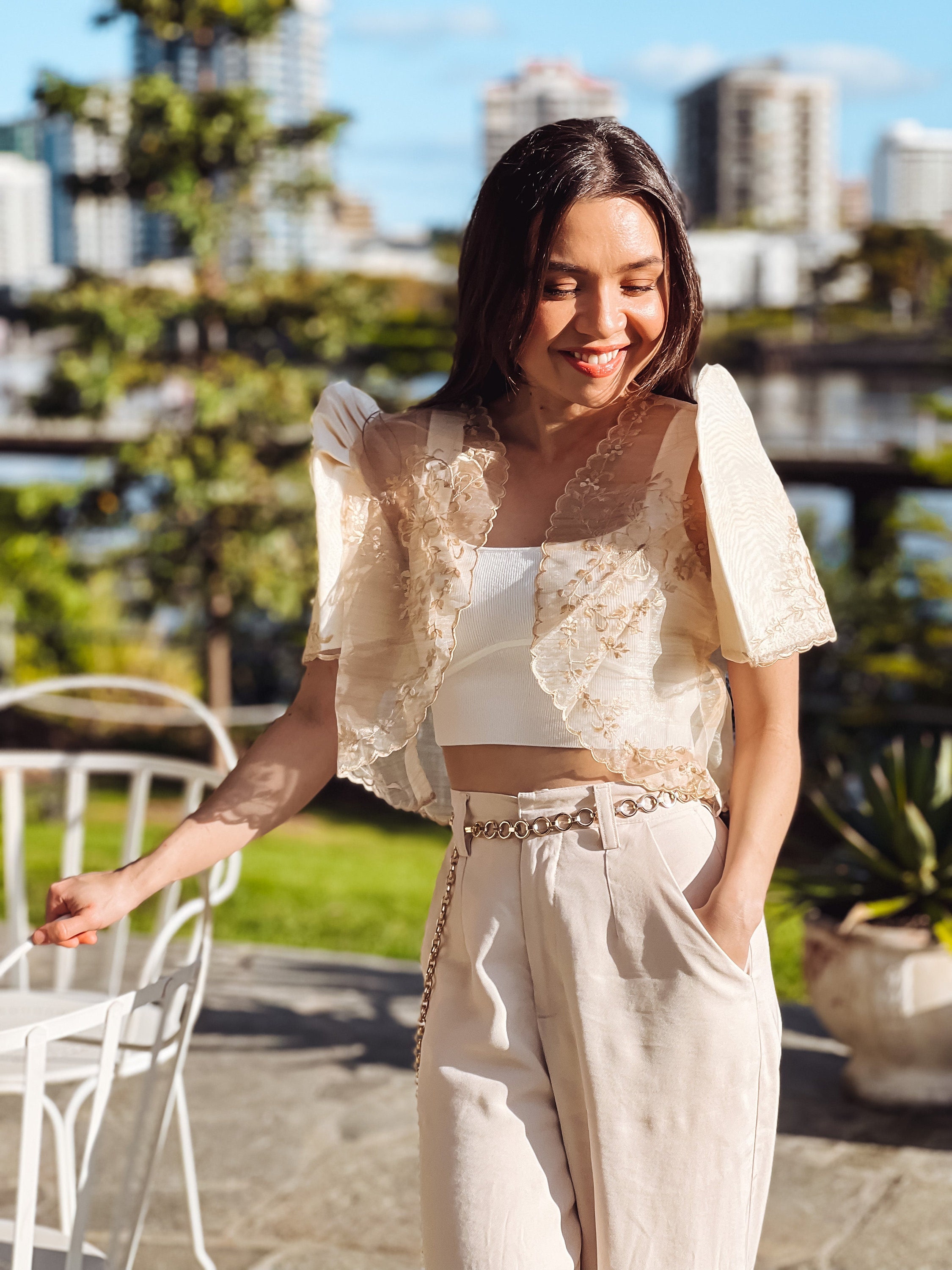 Maria cream Mestiza Bolero Authentic Filipiniana Attire - Etsy Israel