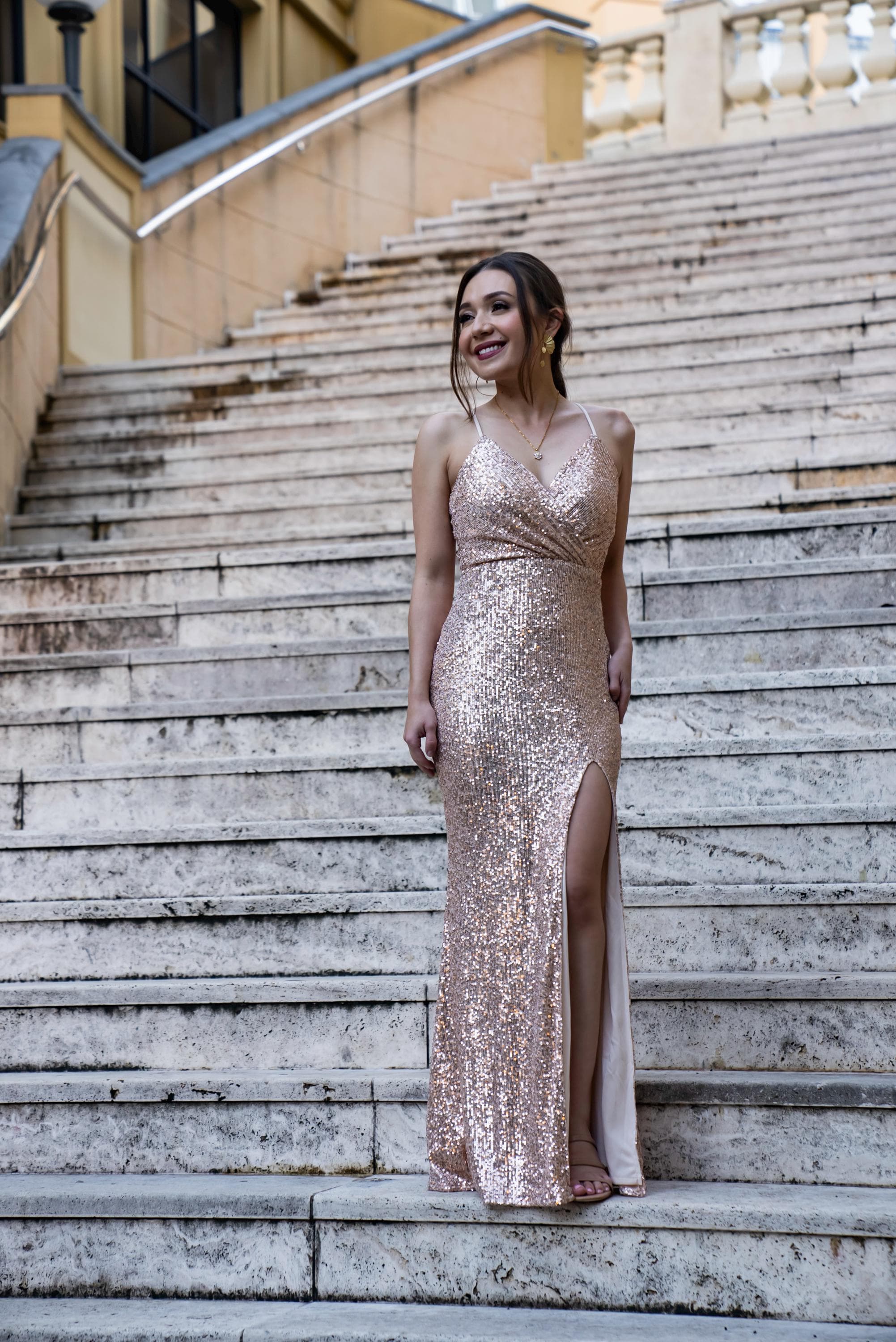 Rose Gold Sequin Filipiniana Gown | Formal Prom Dress With Slit - Etsy  Finland