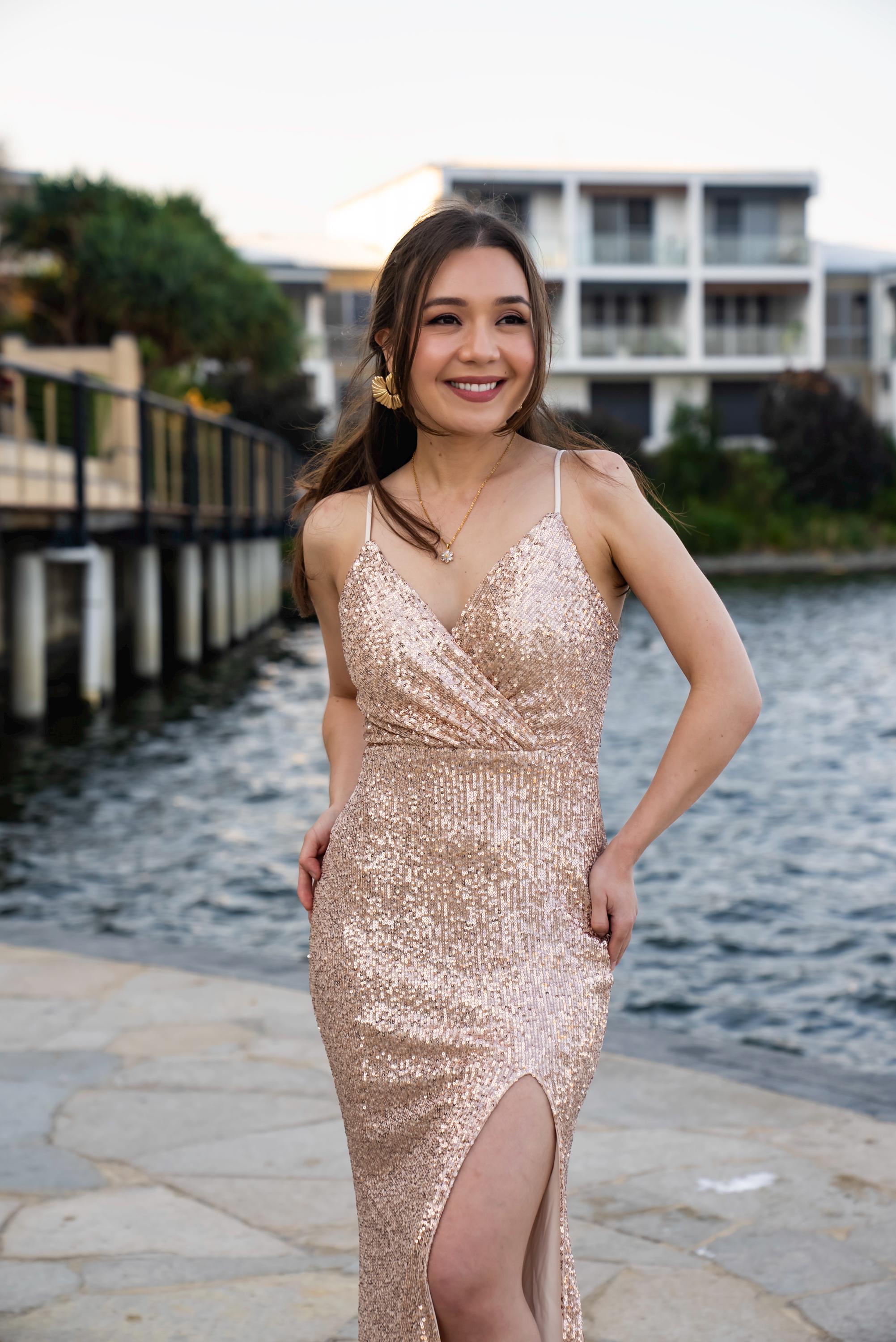 Rose Gold 'Selene' Sequin Gown | Filipiniana Bolero Sold Separate