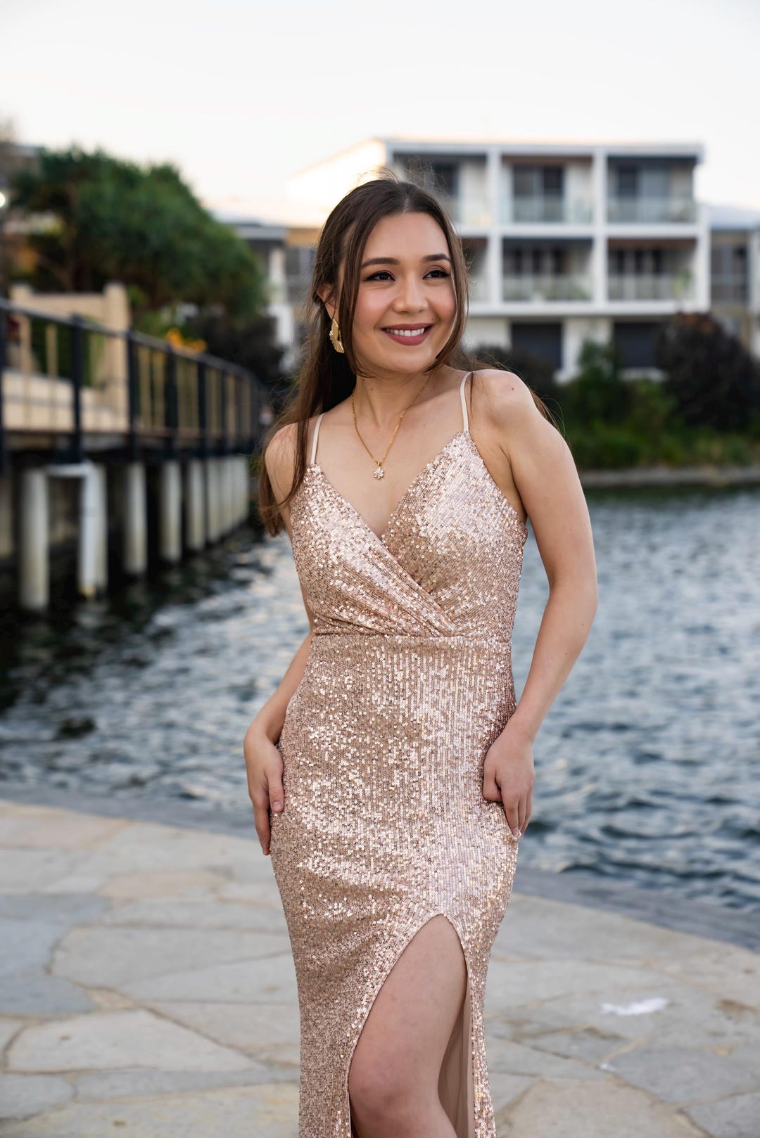 Rose Gold 'selene' Sequin Gown | Filipiniana Bolero Sold Separate