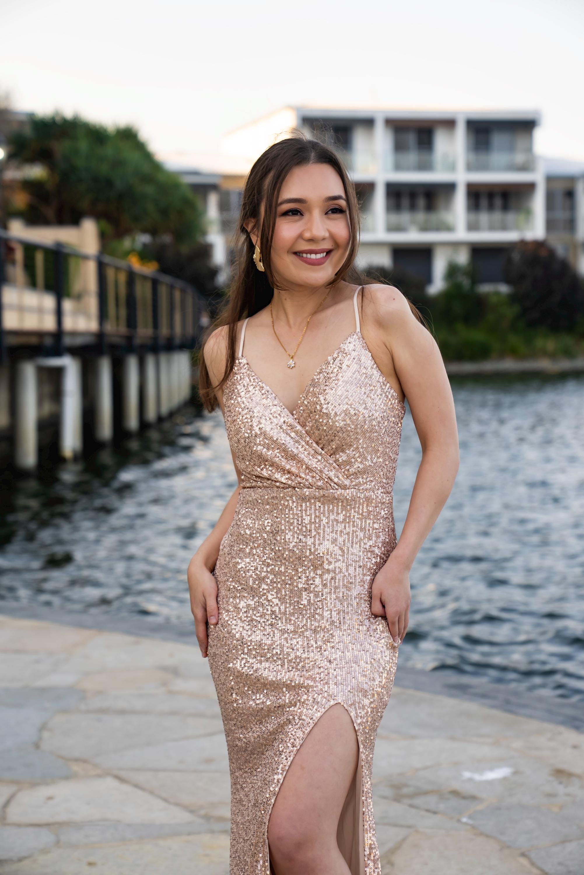 jewelry for rose gold sequin dress 'selene' Gown | Filipiniana Bolero Sold Separate shoes for rose gold dress