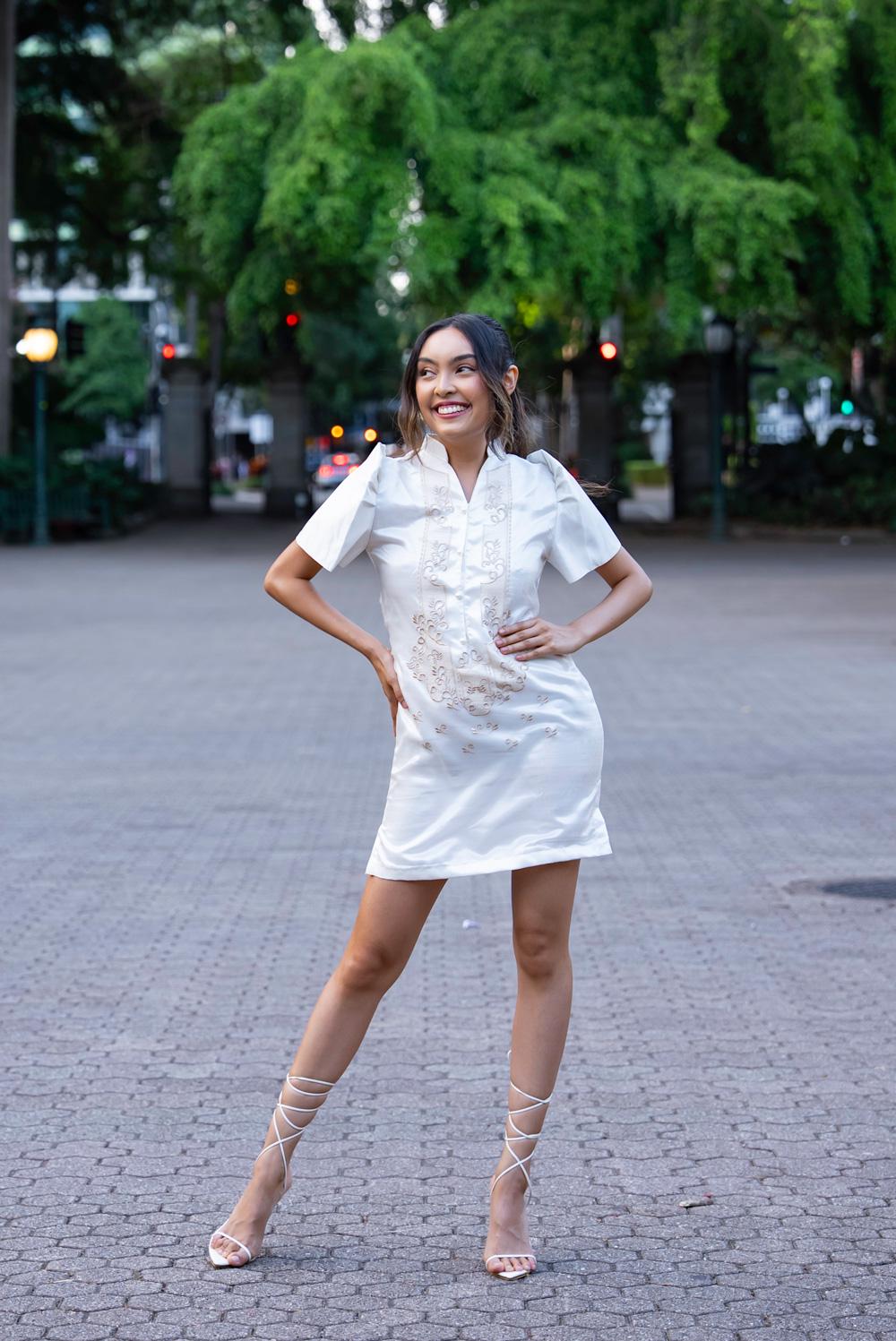 Sol Barong Dress Classic Filipiniana Dress in Cream S Sol Barong Dress Classic Filipiniana Dress in Cream S