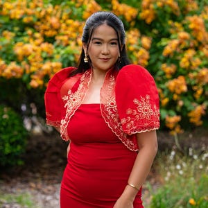 Luisa (red) | Mestiza Bolero | Authentic Filipiniana Attire | Made ...