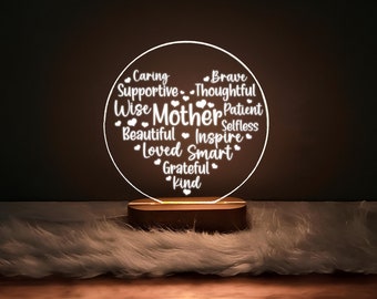 Mother's Day Gift Personalized Night Light, Acrylic Night Light With Name, Best present for Mommy, Newborn Gift, Desk Night Light,