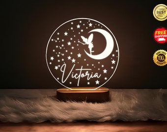 Custom Moon and Star Nightlight ,Personalized Clouds Night light With Name, Baby Bedroom Night Light, Newborn Gift, Mom Gifts, Nursery Decor