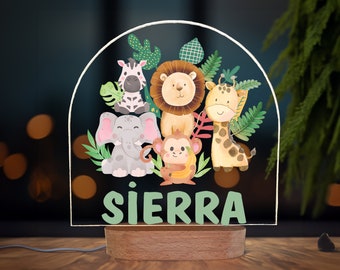 Personalized Safari baby night light | Gift for Baby | baby night light | girl boy bedroom bedside light gift for newborn,toddler