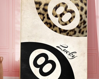 8 Ball Leopard Print: Retro Funky Wall Art (Digital Download)
