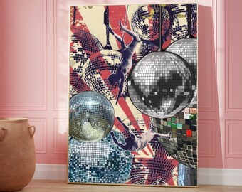 Funky Disco Ball Poster: 70s Retro Art Print (Digital Download)