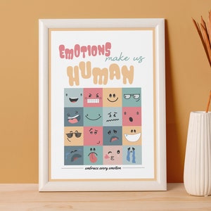 Emotions Make Us Human Print: Colorful Faces Illustration (Digital Download)
