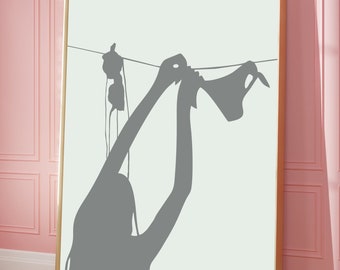Bikini Silhouette Art Print, Coastal Cowgirl Decor (Digital Download)