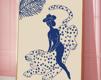 Cowgirl Cheetah Wall Art Print, Western Decor (Digital Download)