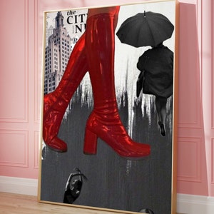Red Boots Fashion Poster: Retro Feminist Wall Art (Digital Download)