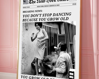 Trendy Newspaper Print-Dancing Wall Art-Wall Art Print-Trendy Headline Print, Dancing Wall Print,New York Newspaper,Black and White Print