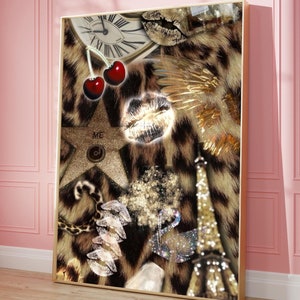 Leopard Wall Art, Luxury Poster, Preppy Room Decor, Lucky You Poster ,Fashion Poster ,Leopard Poster, Cheetah , Abstract Poster, Kiss Poster