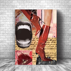 Red Boots Heels Print: Retro Fashion Poster, Feminist Wall Art (Digital Download)