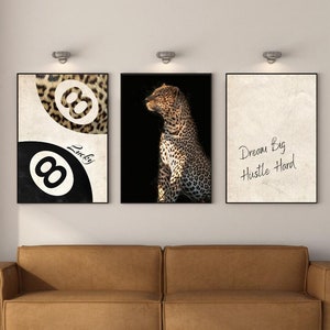 Leopard & Cheetah Print Set: Lucky 8 Ball, Motivation Art (Digital Download)