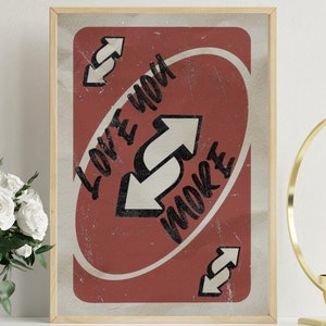 Poster "Ti amo di più", poster da parete con carte da gioco retrò, stampabile su carta da parete retrò rossa, decorazione da parete femminile, poster da parete preppy per San Valentino