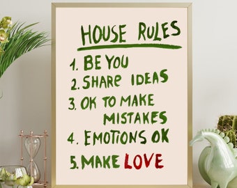 House Rules Art Print: Trendy Home Decor (Digital Download)