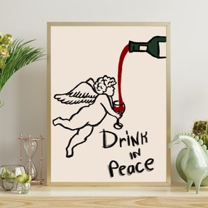 Póster de vino, póster de los años 70, arte mural rojo, arte mural de moda, impresión hippie, póster vintage, decoración de habitación psicodélica, impresión retro, arte mural de los años 70