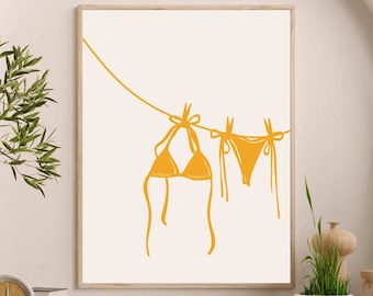 Bikini Art Print, Beachy Coastal Cowgirl Decor (Digital Download)