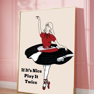 Music Wall Art, Record Player Poster, Retro Dance Poster, Band Studio Decor, Positive Poster, Trendy Wall Art, Printable Dancing Print