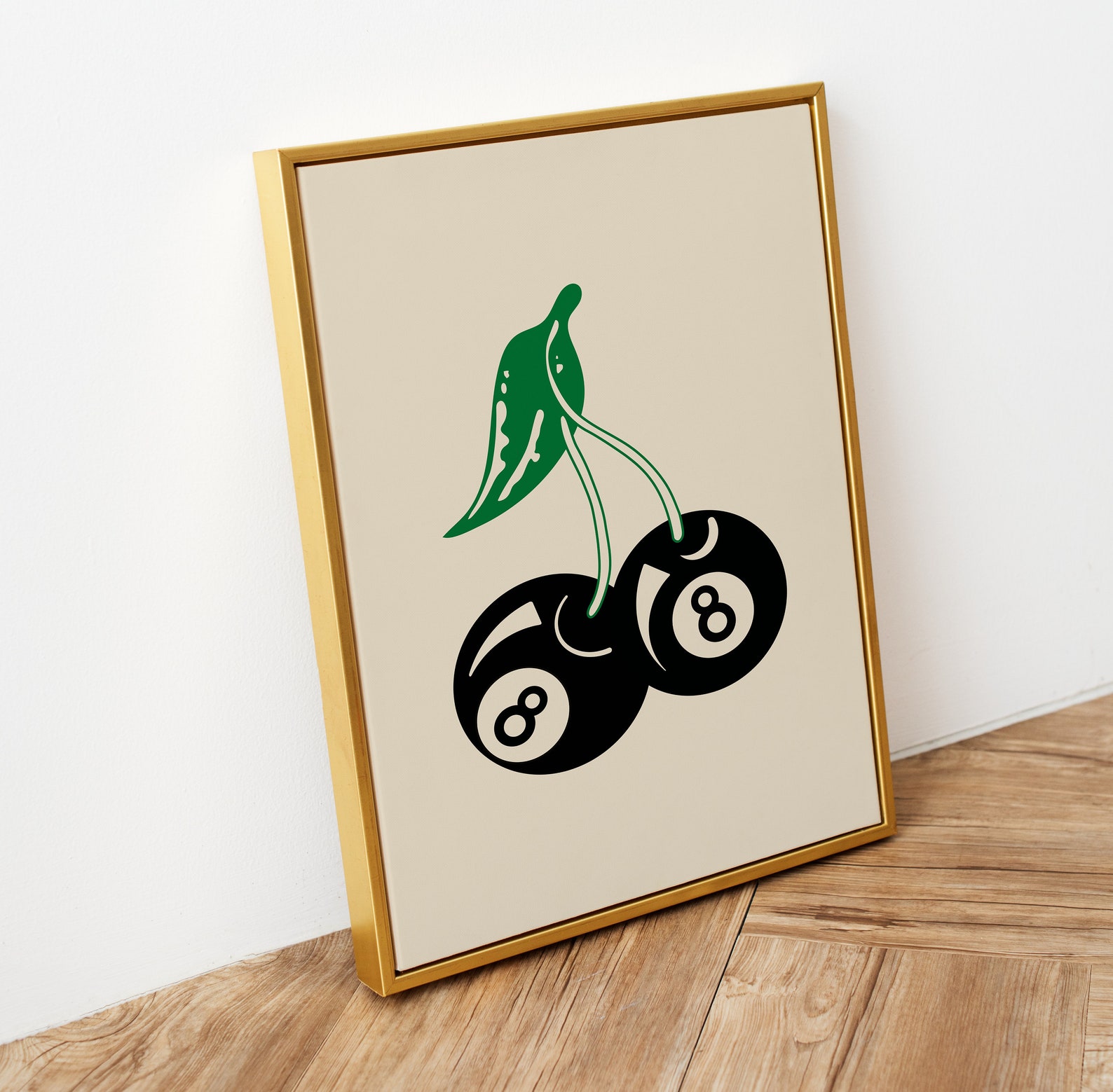 Trendy Retro 8 Ball Cherries Print Illustration Vintage Wall - Etsy