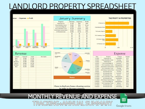 Landlord Property Spreadsheet: Rental Income & Expense Tracker (Google Sheets)