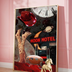 Cosmic Cowgirl Poster: Retro Western Collage Wall Art (Digital Download)