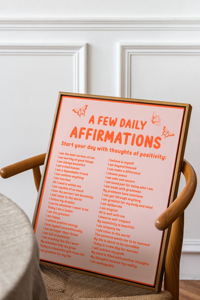 Tägliche Affirmationen Poster, Wohnheim Dekor, Trendige ästhetische